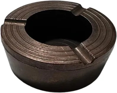 Yuvarlak Zamak Küllük, 8 cm, Antik Bakır