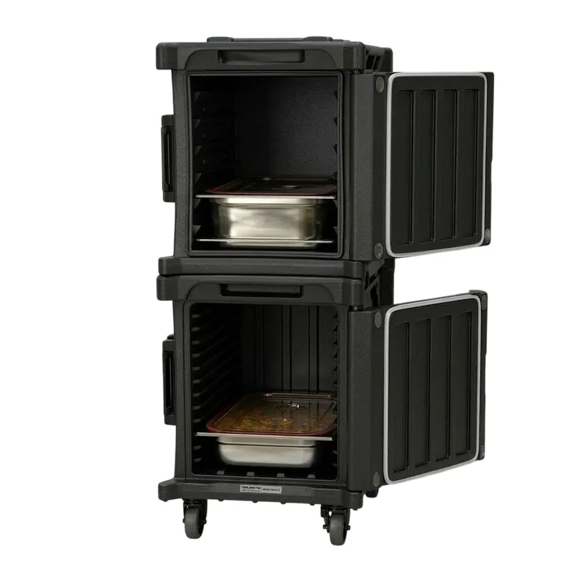Tribeca TCB-600NMIXDUO Önden Yüklemeli Tekerlekli Çiftli Thermobox, 95x134x127 cm, Siyah