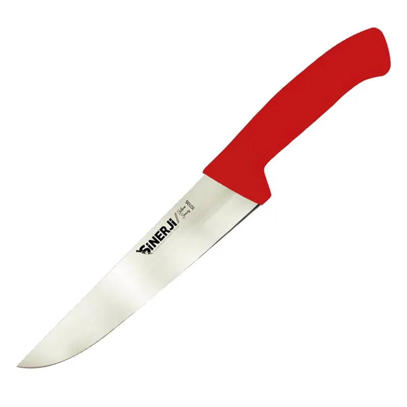 Sinerji Silver No 5 Plastik Saplı Kasap Bıçağı, 25 cm, Kırmızı