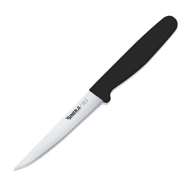 Sinerji Silver Plastik Saplı Dişli Sebze Bıçağı, 11 cm, Siyah