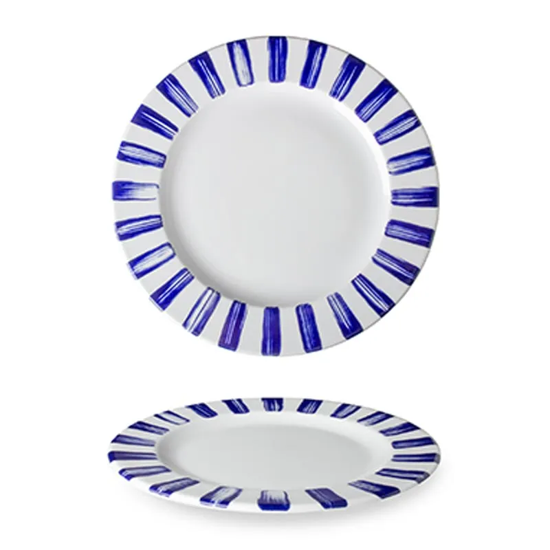 Lilien Indigo Deniz Desenli Düz Tabak, 20 cm, Mavi