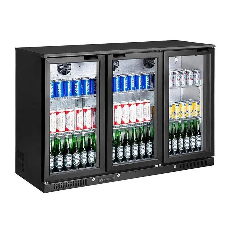 Vosco VBBC-350S 3 Kapılı Bar Arkası Şişe Soğutucu Dolap, 338 L, Siyah