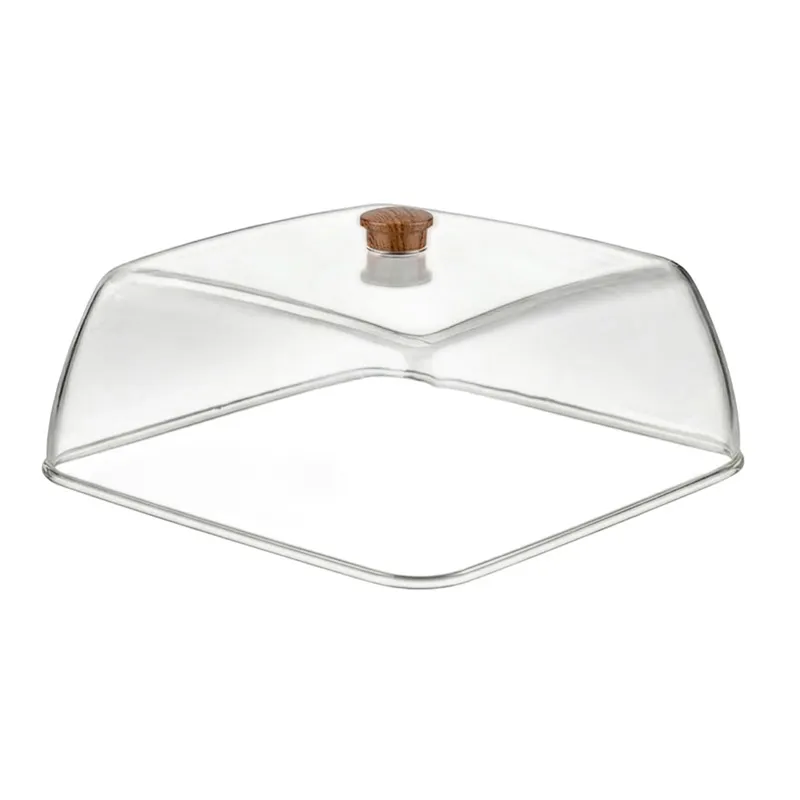 GastroPlast GF-18/BR Polikarbon Ahşap İroko Fanus, 280x280 mm