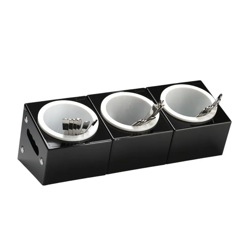 Zicco ZCP-390 Polikarbon Çatal Kaşık Standı, 3 Gözlü, 48x18x18 cm, Siyah