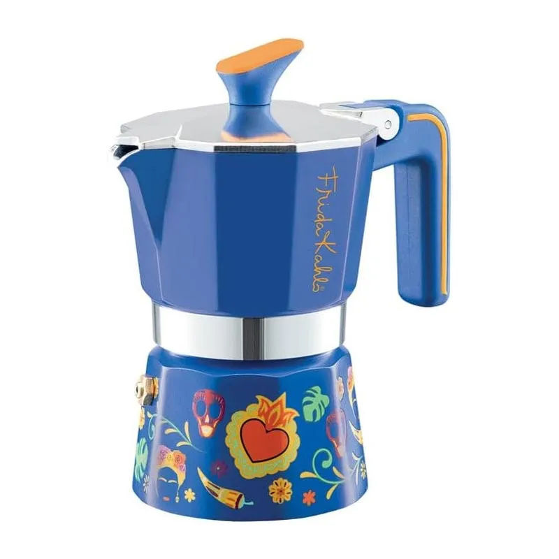 Pedrini Frida Kahlo Moka Pot, 6 Cup, Mavi