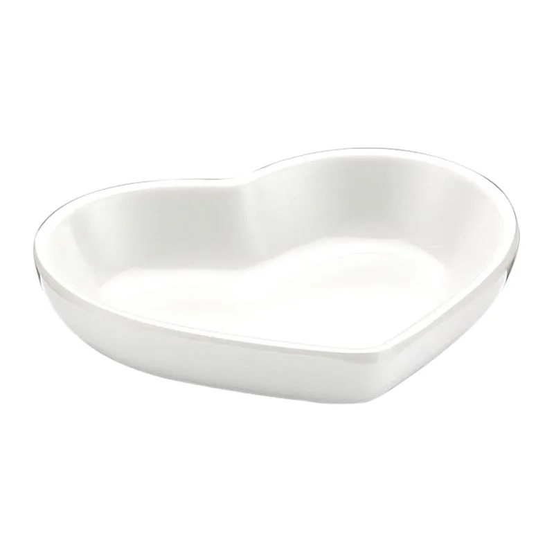 Biradlı BRD-517604 Minimal Melamin Kalpli Sunum Tabağı, 8x7x1.5 cm, Beyaz