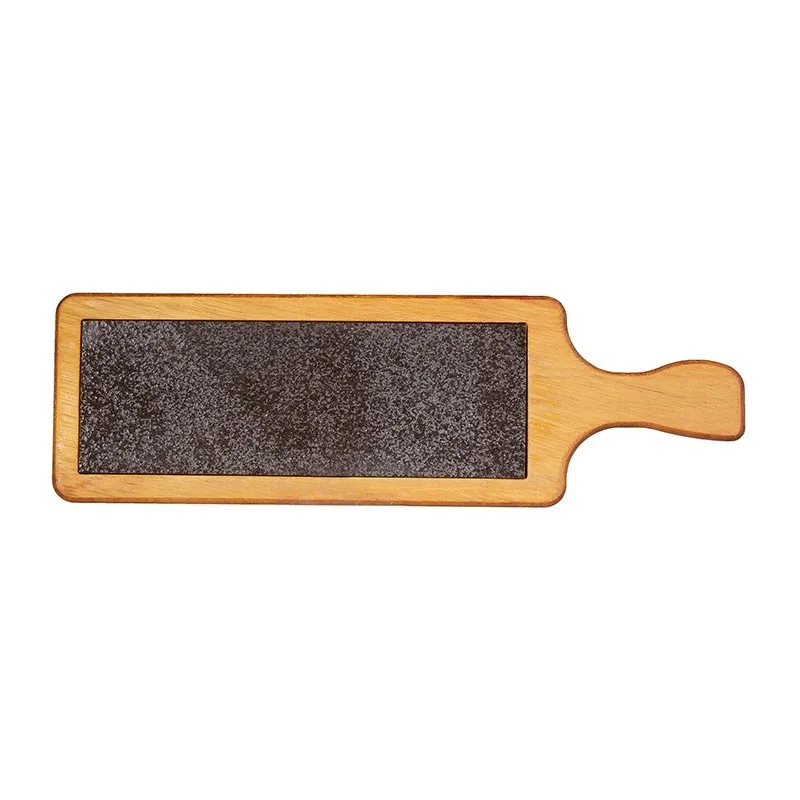 Biradlı GRV-1846 Kulplu Bazaltlı Steak Ahşap Sunum Tahtası, 45x14 cm