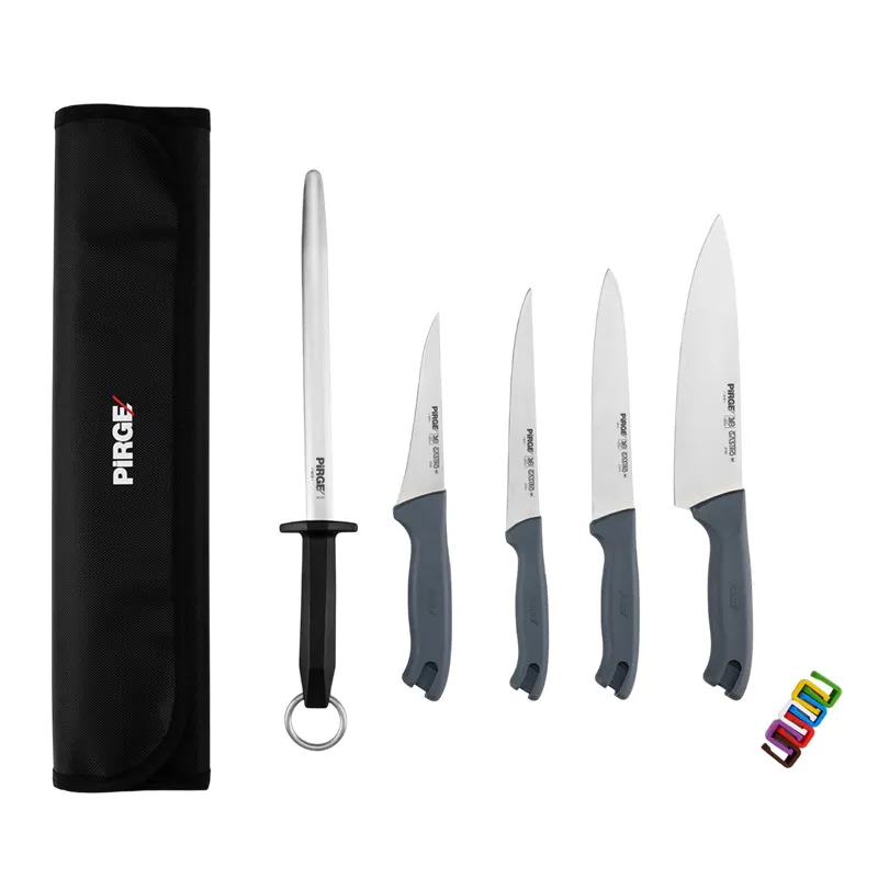Pirge 35198 Gastro Çantalı 5'li Bıçak Seti, Gri