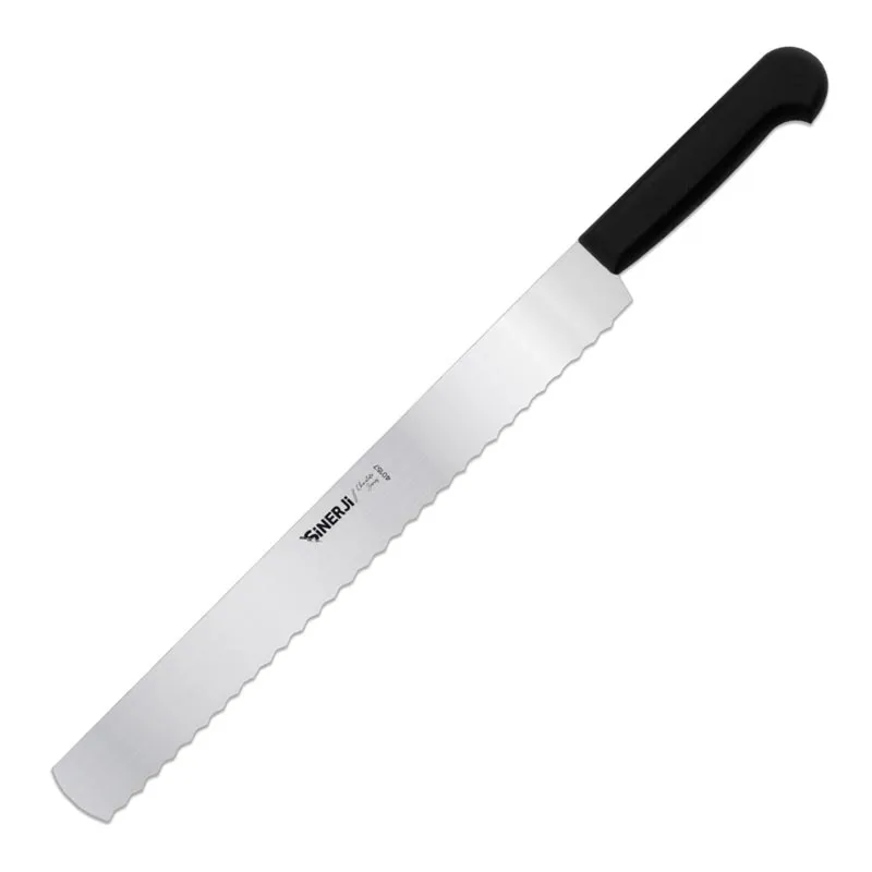 Sinerji Chocolate Plastik Saplı Dişli Pasta Bıçağı, 30 cm, Siyah